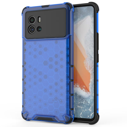 Shockproof phone case with hex honeycomb texture, blue shockproof TPU frame