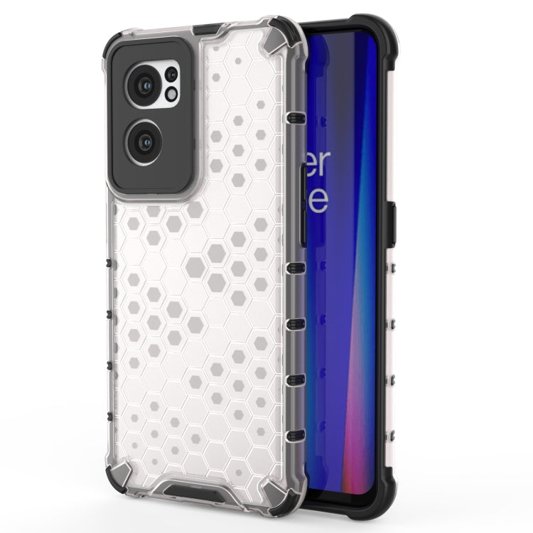 White shockproof honeycomb phone case with open side access and camera cutouts