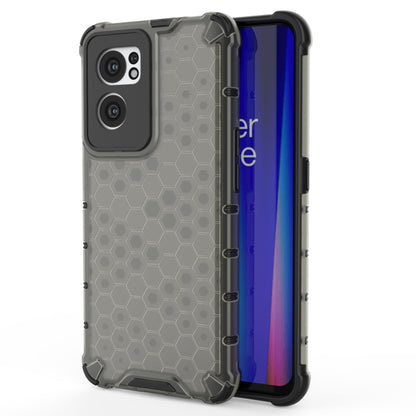 Gray shockproof honeycomb phone case with open side access and camera cutouts
