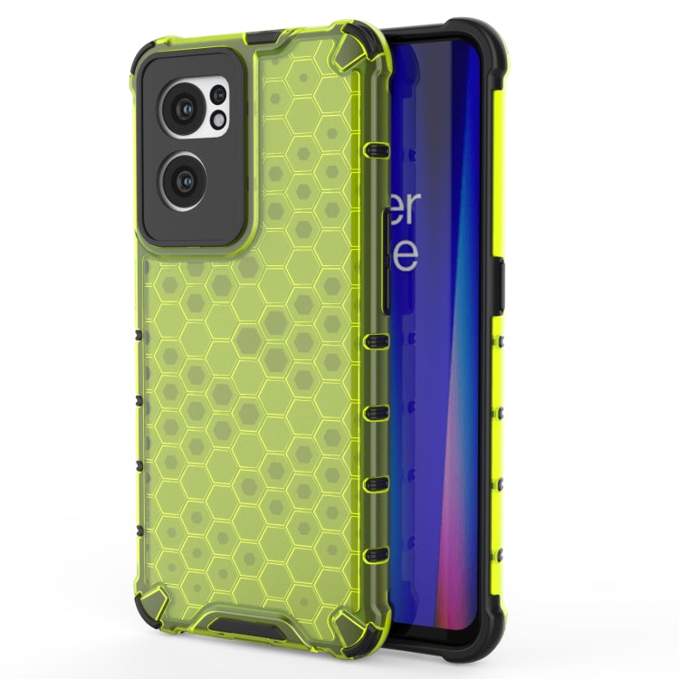 Green shockproof honeycomb phone case with open side access and camera cutouts