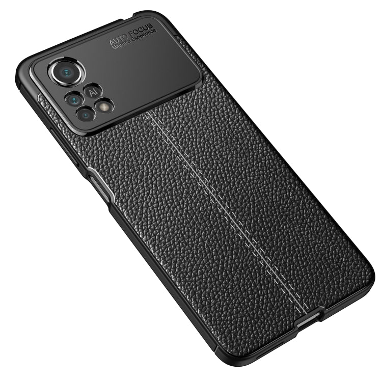 Black litchi-texture TPU phone case with precise camera and side openings