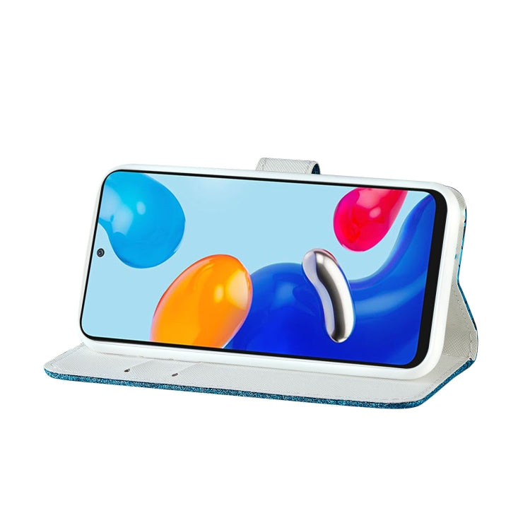 Blue glitter textured flip phone case with rhinestone clasp
