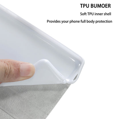 Clear TPU bumper edge with gray wallet flap for phone case protection