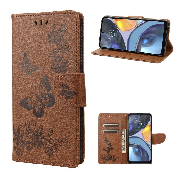 Brown butterfly embossed leather flip phone case with card slot