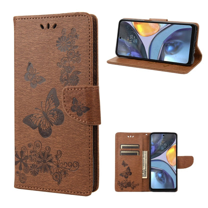 Brown butterfly embossed leather flip phone case with card slot