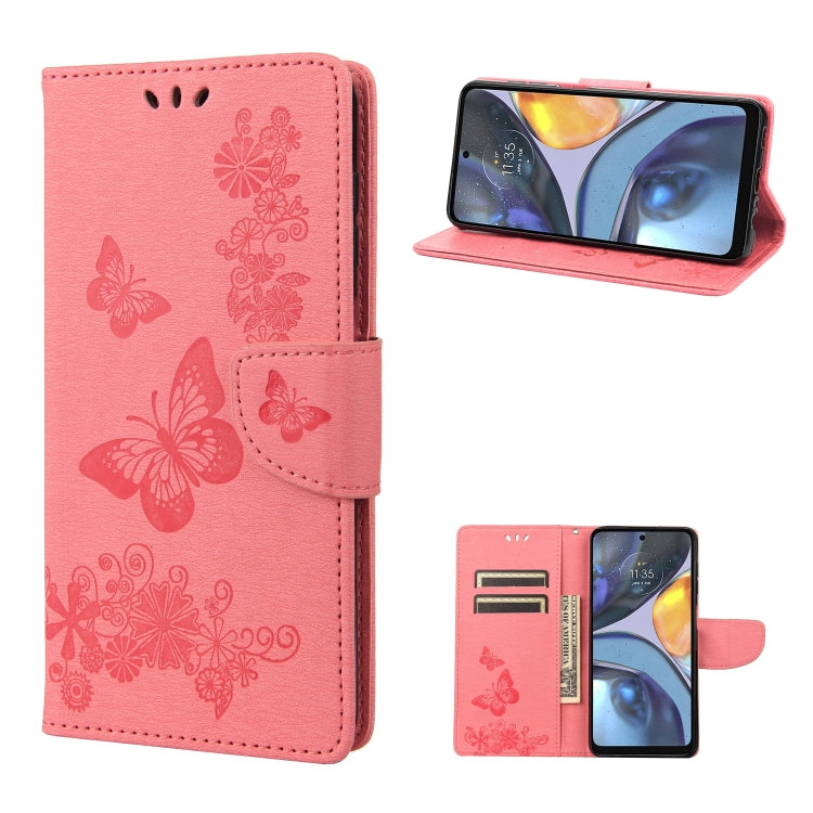 Pink butterfly embossed flip leather phone case with magnetic flap and card holder