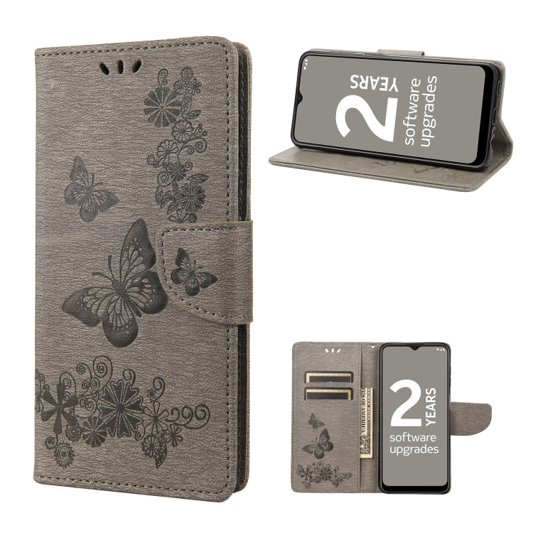 Brown butterfly embossed flip leather phone case with magnetic flap and card slot