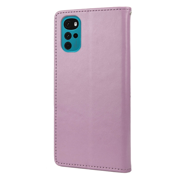 Light purple leather phone case with camera cutout and smooth back