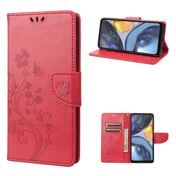 Pink leather phone case with butterfly flower pattern and flip stand