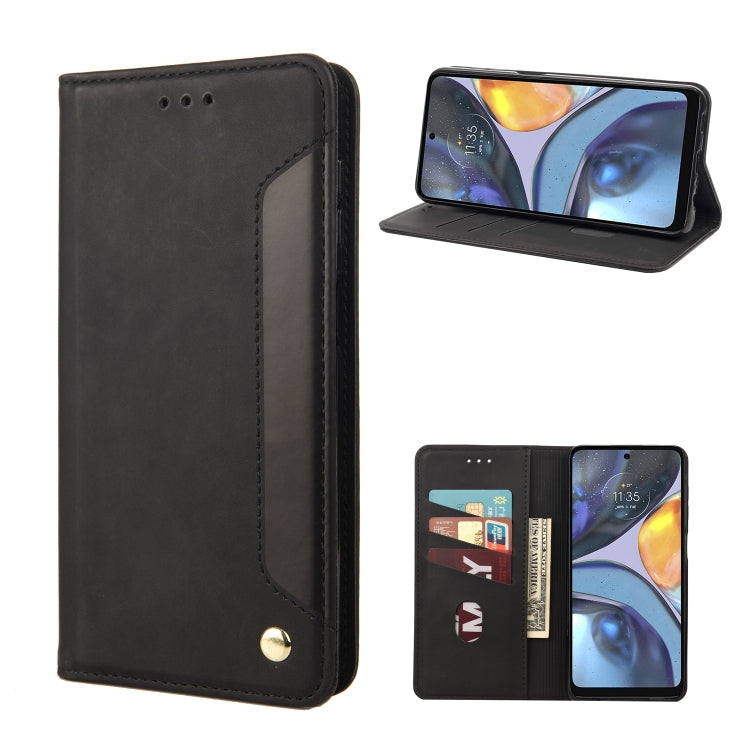 Black leather phone wallet case with flip cover and card slots, magnetic snap