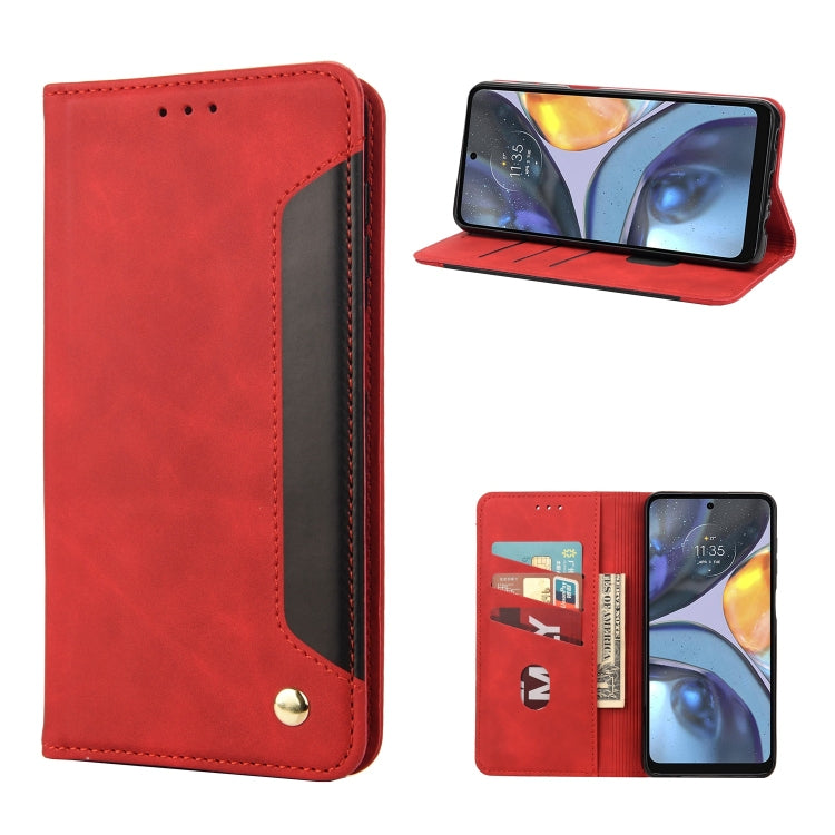 Red leather phone wallet case with flip cover and card slots, magnetic snap