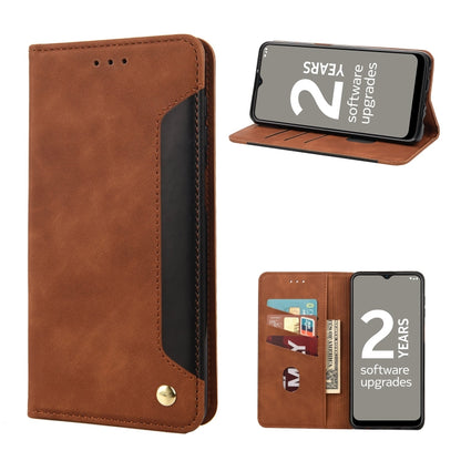 Brown leather folio phone case with stand view and card holder pocket