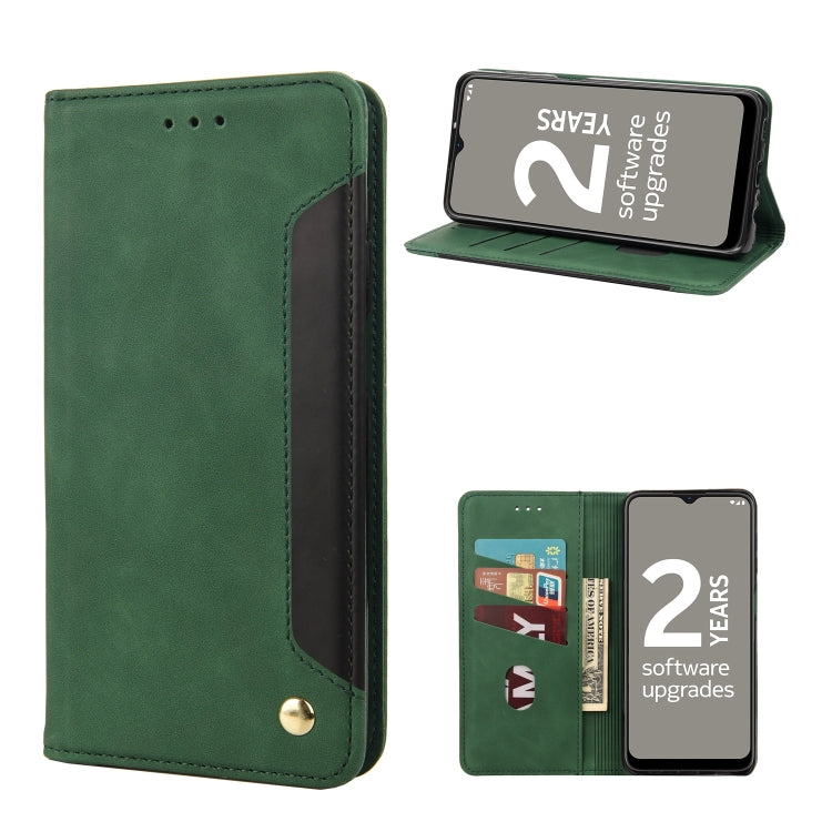 Green leather folio phone case with stand and front card holder pocket