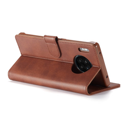 Brown flip leather phone case with stand cover and camera cutout, Honor 50 Lite