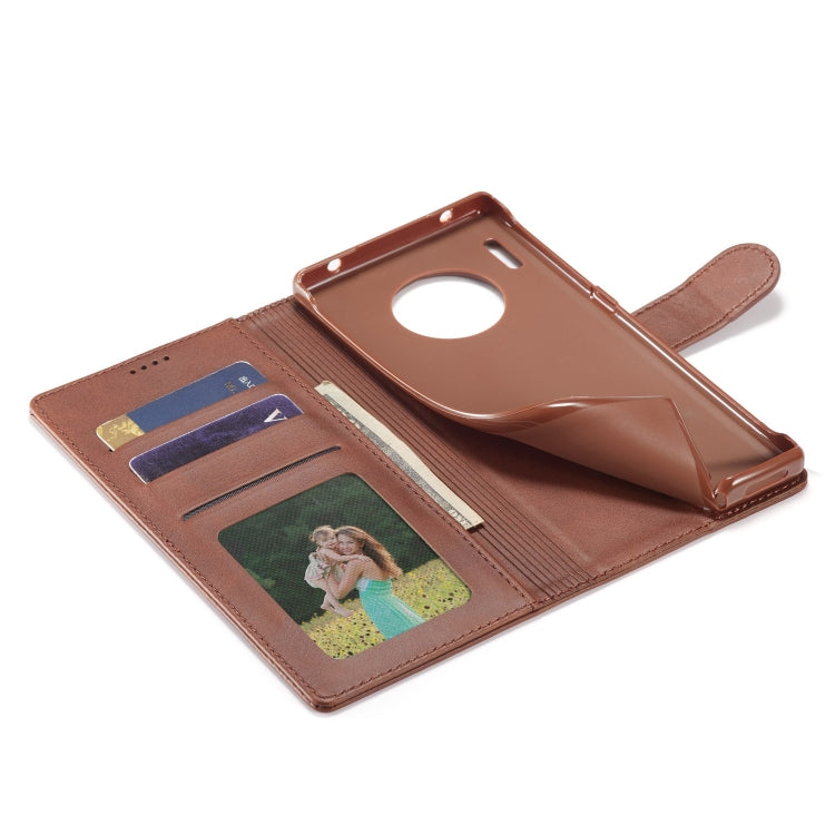 Brown calf-texture leather flip phone case with card slots and folio cover for Honor 50 Lite