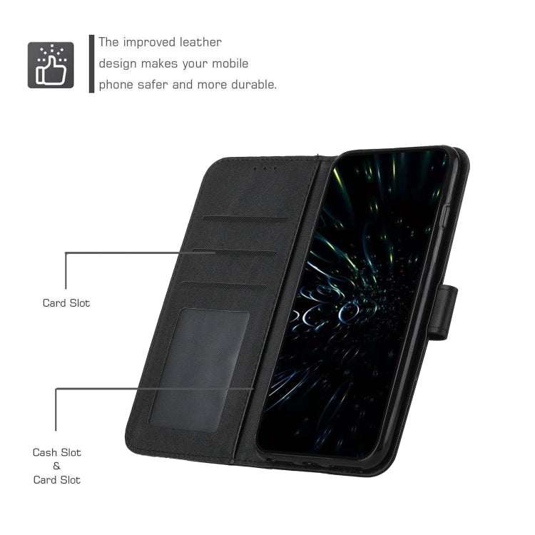 Black leather wallet phone case with card slot and cash slot folio cover