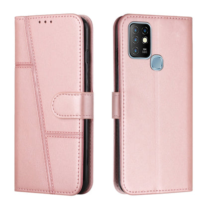 Pink leather wallet phone case with buckle, stitched design, and front card pocket.