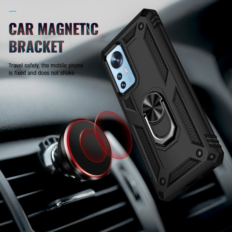 Rugged shockproof phone case with car magnetic bracket, black