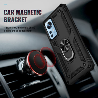 Rugged shockproof phone case with car magnetic bracket, black