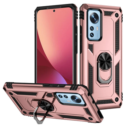 Shockproof phone case with holder, rose gold TPU+PC back cover and kickstand