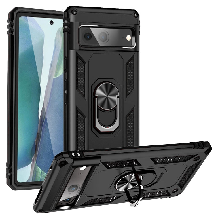 Shockproof TPU + PC phone case with holder, black with rugged bumper design