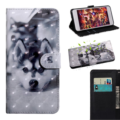 Husky dog patterned leather phone case with foldover flap and card holder
