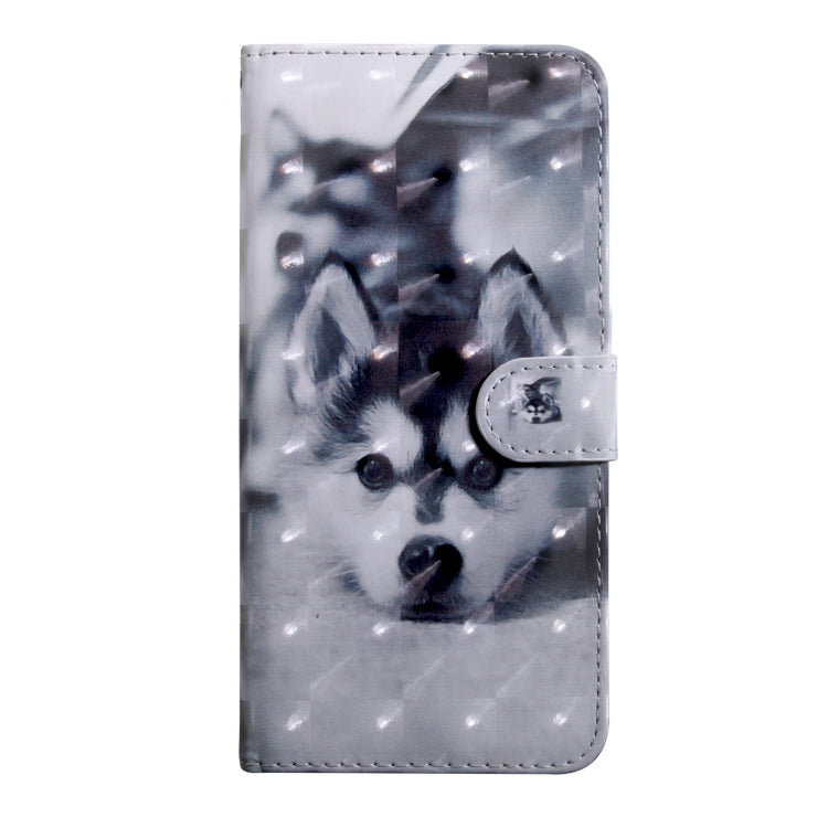 Husky dog patterned leather phone case with magnetic snap flap and card slot