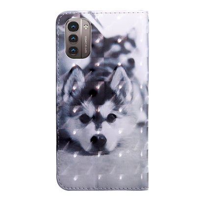 Husky dog portrait patterned leather phone case with cutouts for camera and buttons
