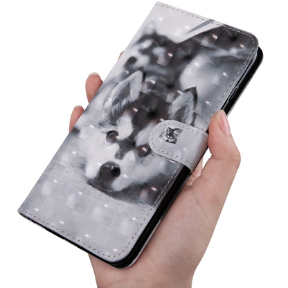 Husky dog patterned leather phone case with wrist strap and foldover cover