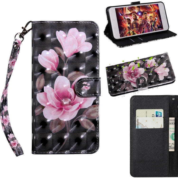 Pink flower patterned leather phone case with wrist strap and snap-on folio cover