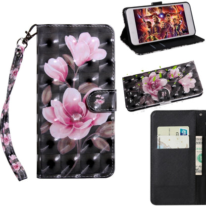 Pink flower patterned leather phone case with wrist strap and snap-on folio cover