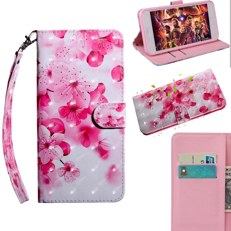 Pink floral patterned leather phone case with wrist strap, magnetic clasp, and card slots