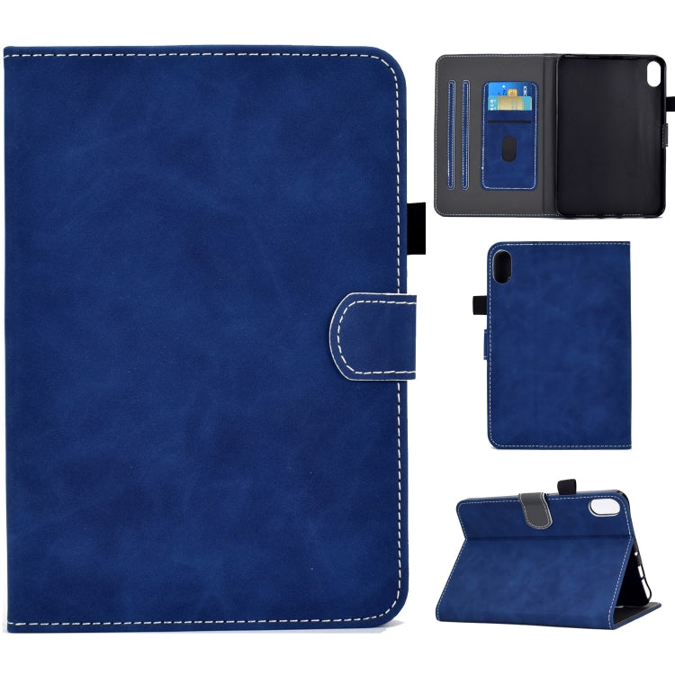 Blue cowhide-texture smart leather tablet case with flip cover and card slots
