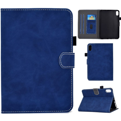 Blue cowhide-texture smart leather tablet case with flip cover and card slots