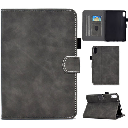 Smart leather tablet case with cowhide texture, grey folio with stand and card slots