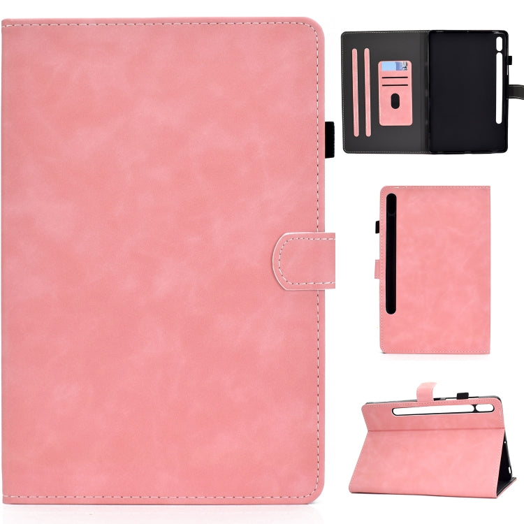 Red smart tablet folio case with cowhide texture, stand view, cutouts for buttons and ports