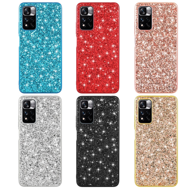 Glitter TPU phone cases assortment: blue, red, rose gold, silver, black, gold