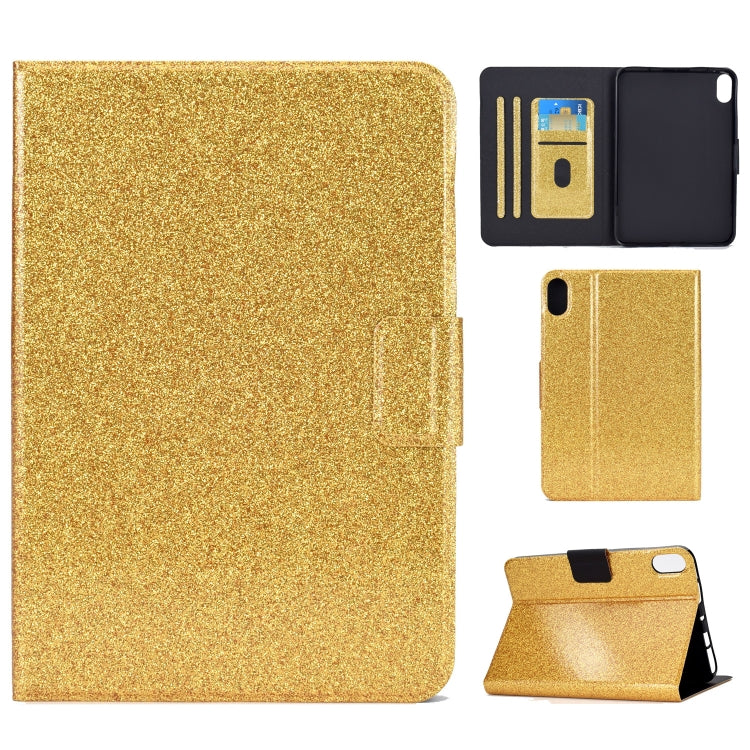 Glitter gold smart leather tablet case with folio cover and cutouts