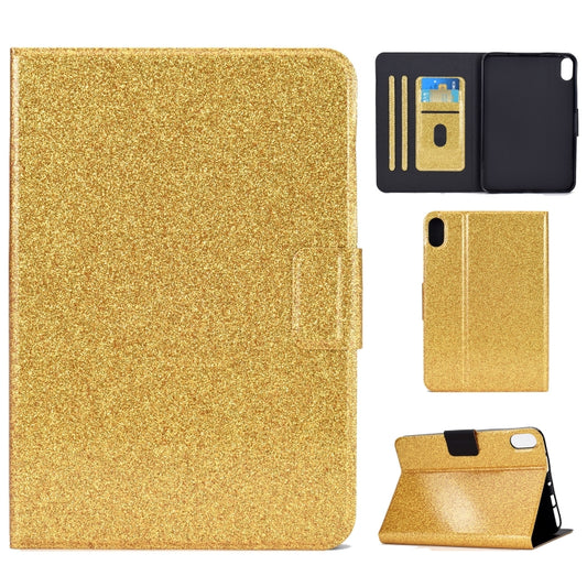 Glitter gold smart leather tablet case with folio cover and cutouts