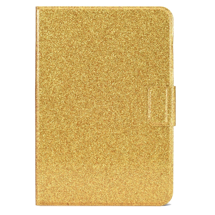 Glitter gold folio tablet case with side opening and smooth textured cover