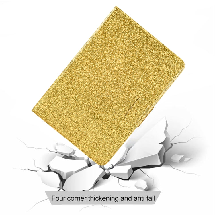 Gold glitter tablet case showing thickened corner anti-fall protection