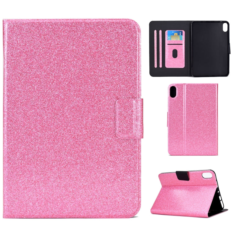 Glitter pink smart tablet folio case with front flap and stand for viewing