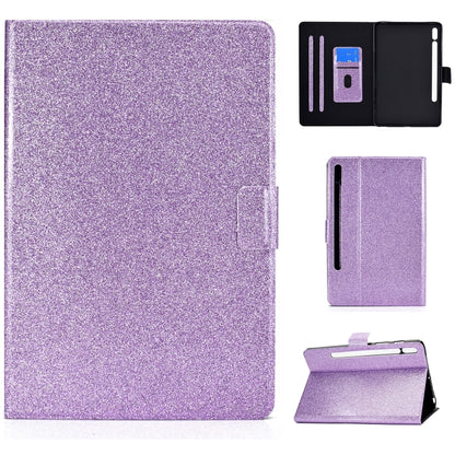 Glitter purple smart tablet folio case with cutout panel and kickstand viewing angle