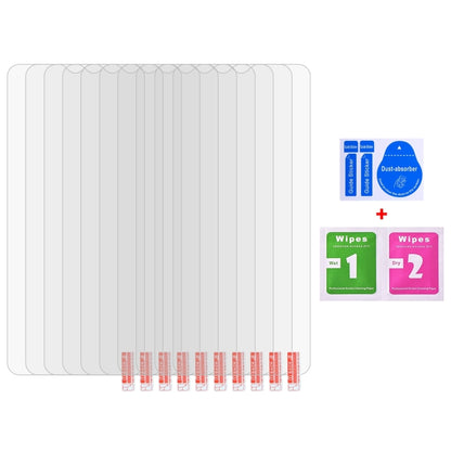 10-pack tempered glass screen protectors with included cleaning wipes and cards