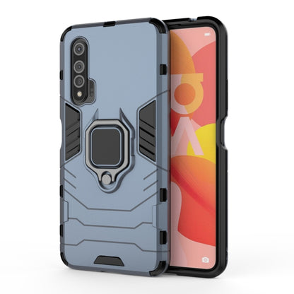 Shockproof protective phone case with magnetic ring holder, light blue, rugged ring mount