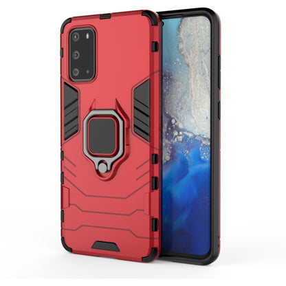 Shockproof protective phone case with magnetic ring holder, red, shock-absorbing corners