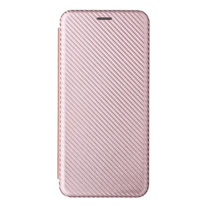 Pink carbon fiber texture magnetic flip phone case, front cover closed