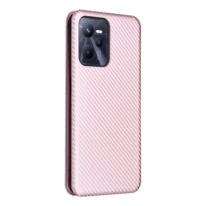 Pink carbon fiber texture magnetic flip phone case with camera cutout
