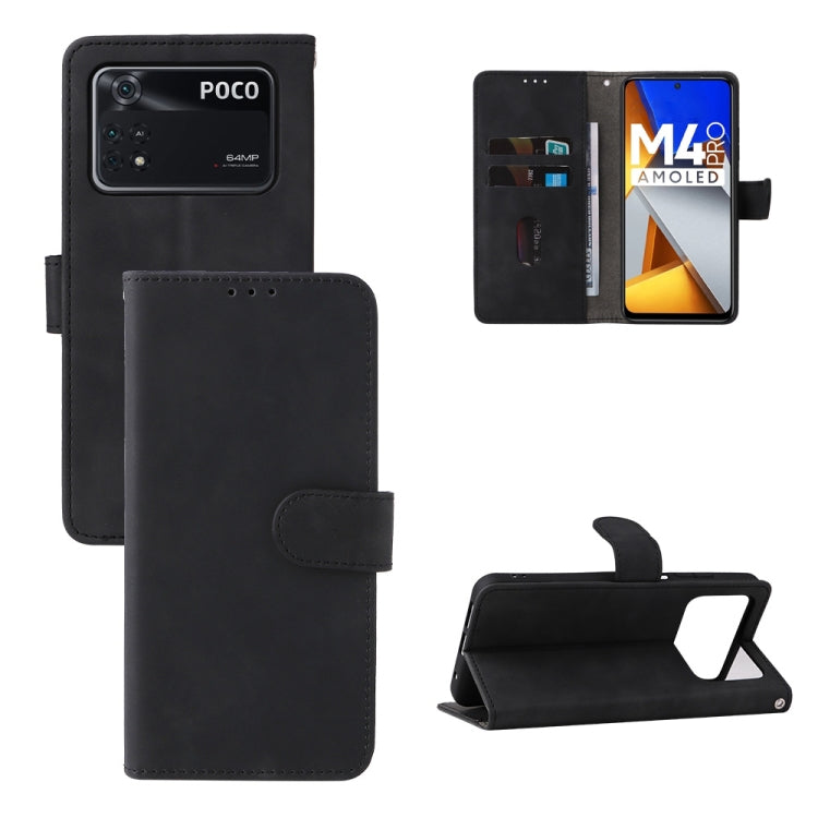 Black magnetic flip leather phone case with stand and card slots for POCO phone