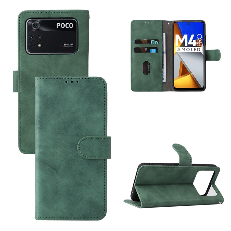 Green magnetic flip leather phone case with card pocket and kickstand for POCO phone
